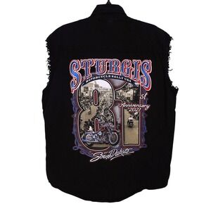 Sturgis 81st Motorcycle Rally 2021 Cut Off Shirt Mens XL Black Biker Wear USA